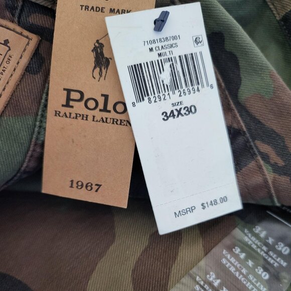 NWT Polo Ralph Lauren Men's Varick Slim Straight Pony Camo Jeans Crowell 32, 34 - Picture 4 of 11